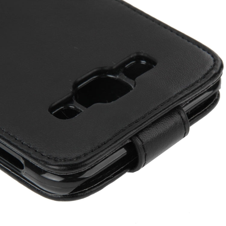 Vertical Flip Magnetic Snap Leather Case for Galaxy E5 / E500(Black)