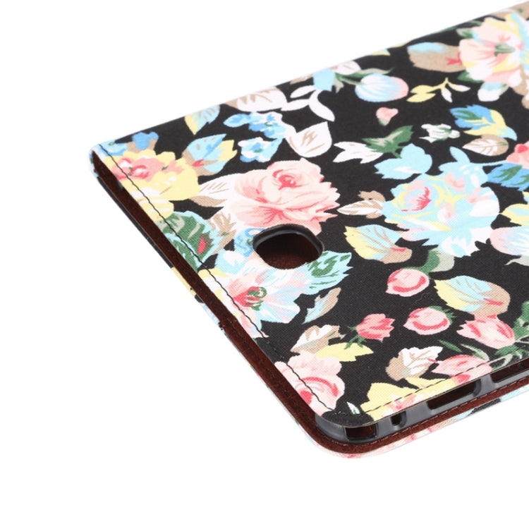 Flower Cloth Leather Case with Holder & Card Slots & Wallet for Galaxy Tab A 8.0 T350 / P350(Black)