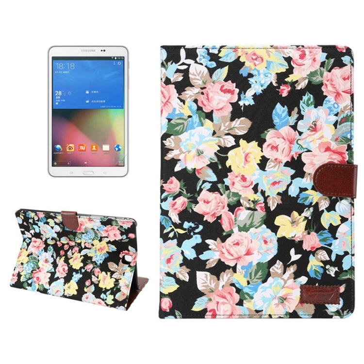 Flower Cloth Leather Case with Holder & Card Slots & Wallet for Galaxy Tab A 8.0 T350 / P350(Black)