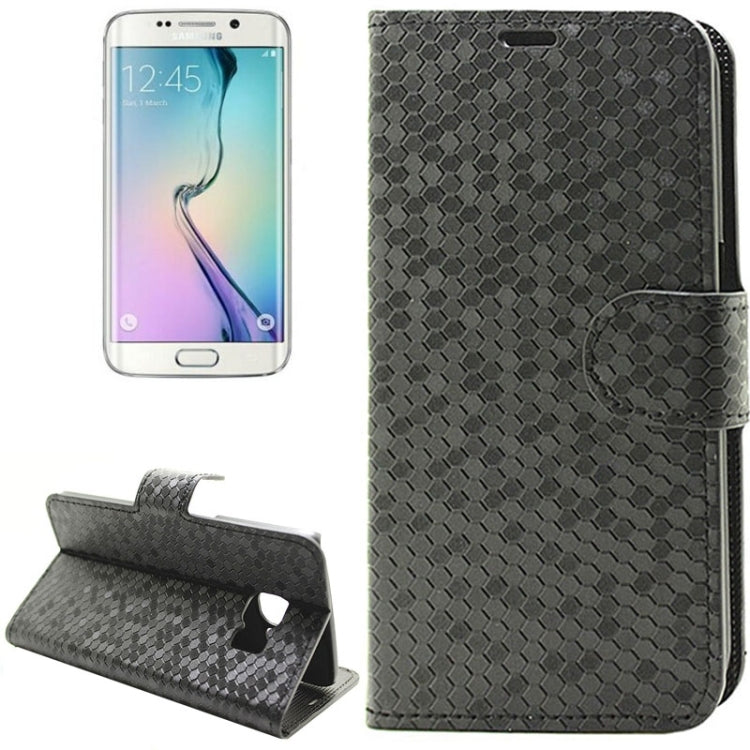 Diamond Texture Horizontal Flip Magnetic Buckle Leather Case with Card Slots & Holder for Galaxy S6 Edge