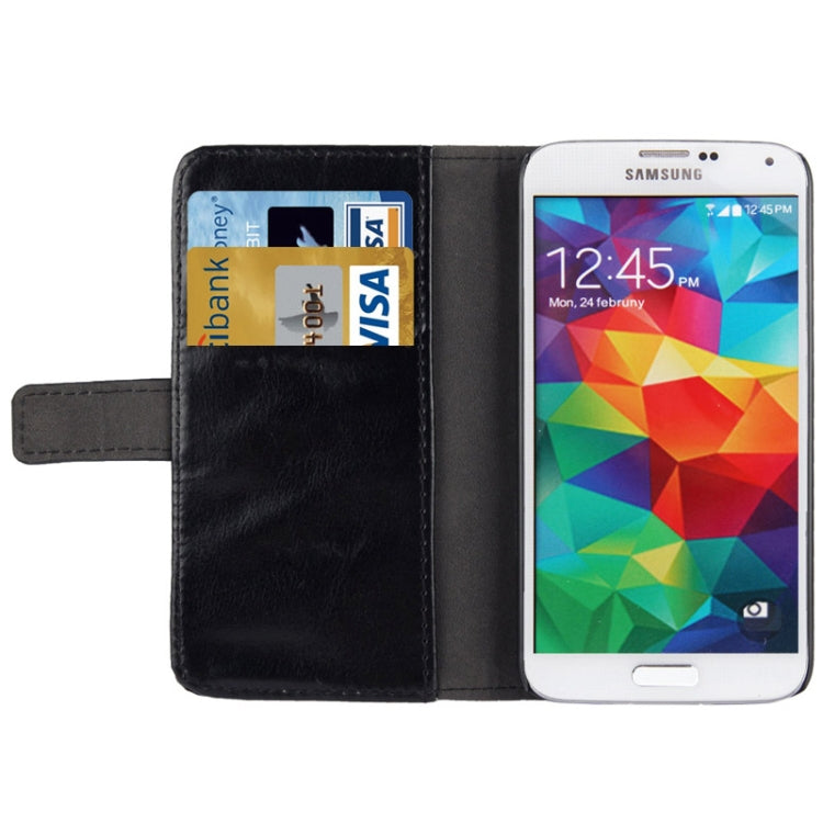 Crazy Horse Texture Leather Case with Credit Card Slot & Holder for Galaxy S5 / G900