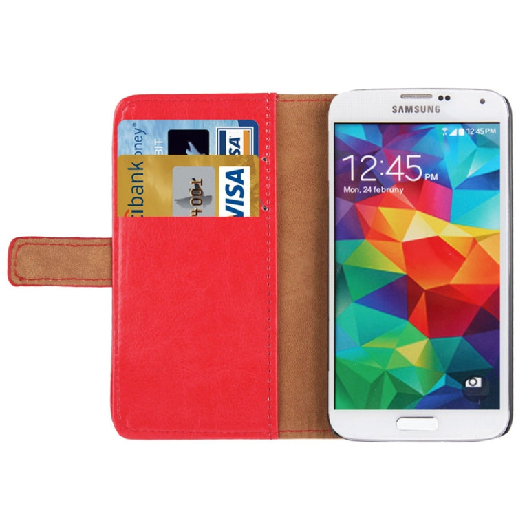 Crazy Horse Texture Leather Case with Credit Card Slot & Holder for Galaxy S5 / G900