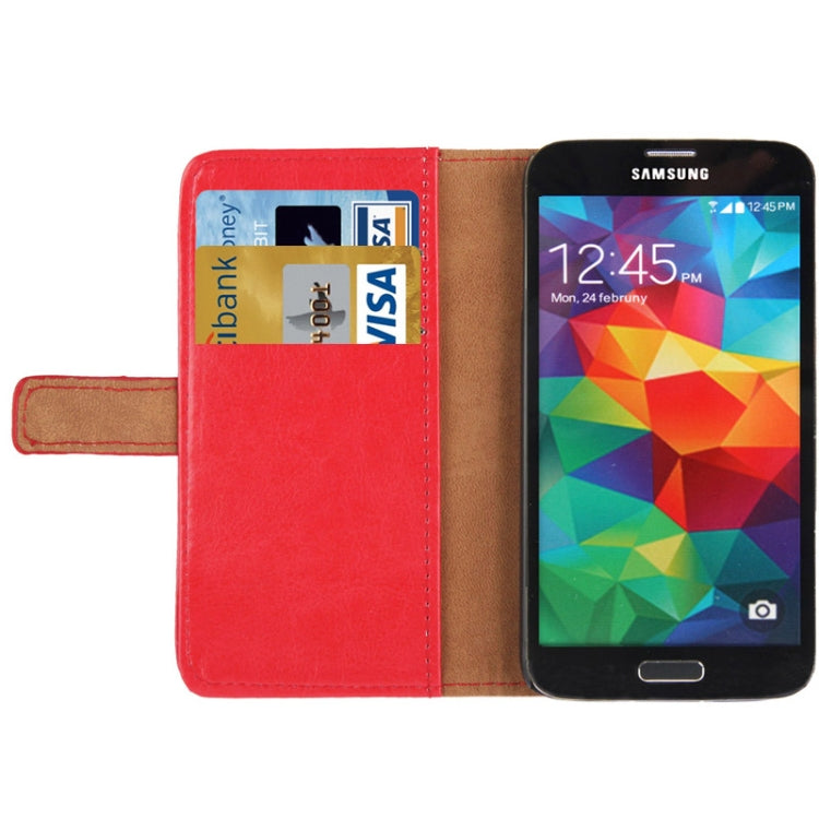 Crazy Horse Texture Leather Case with Credit Card Slot & Holder for Galaxy S5 / G900