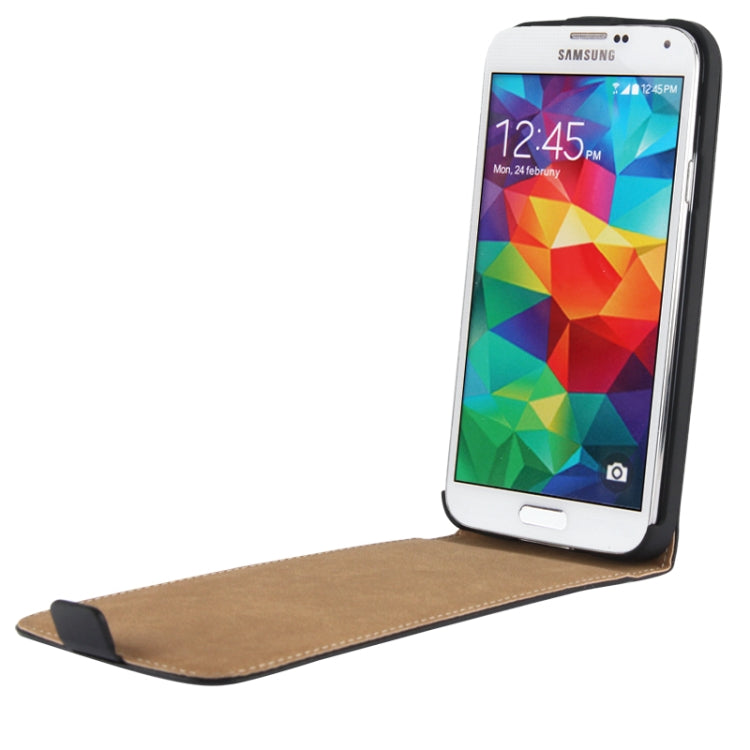 Vertical Flip Leather Case for Galaxy S5 / G900(Black)