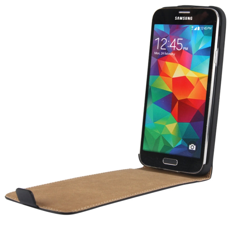 Vertical Flip Leather Case for Galaxy S5 / G900(Black)