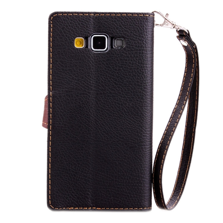 Leaf Magnetic Snap Litchi Texture Horizontal Flip Leather Case with Card Slots & Wallet & Holder & Lanyard for Galaxy A5 / A500