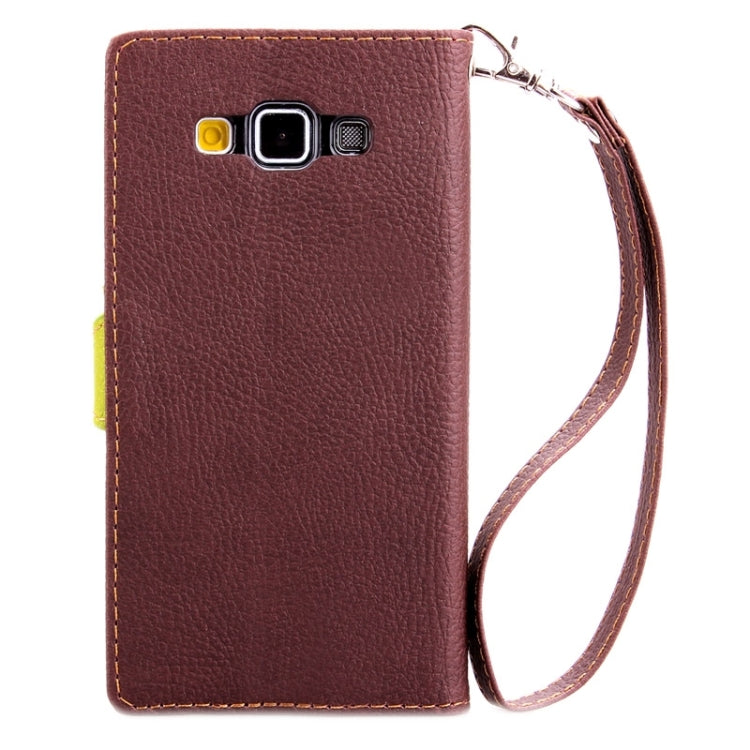 Leaf Magnetic Snap Litchi Texture Horizontal Flip Leather Case with Card Slots & Wallet & Holder & Lanyard for Galaxy A5 / A500