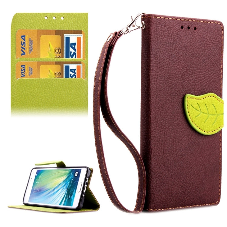 Leaf Magnetic Snap Litchi Texture Horizontal Flip Leather Case with Card Slots & Wallet & Holder & Lanyard for Galaxy A7 / A700