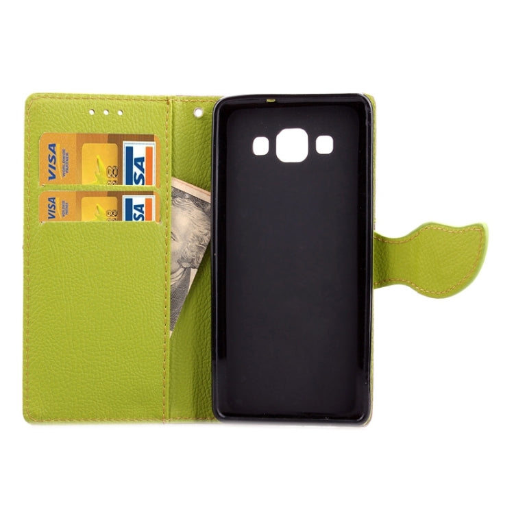 Leaf Magnetic Snap Litchi Texture Horizontal Flip Leather Case with Card Slots & Wallet & Holder & Lanyard for Galaxy A7 / A700