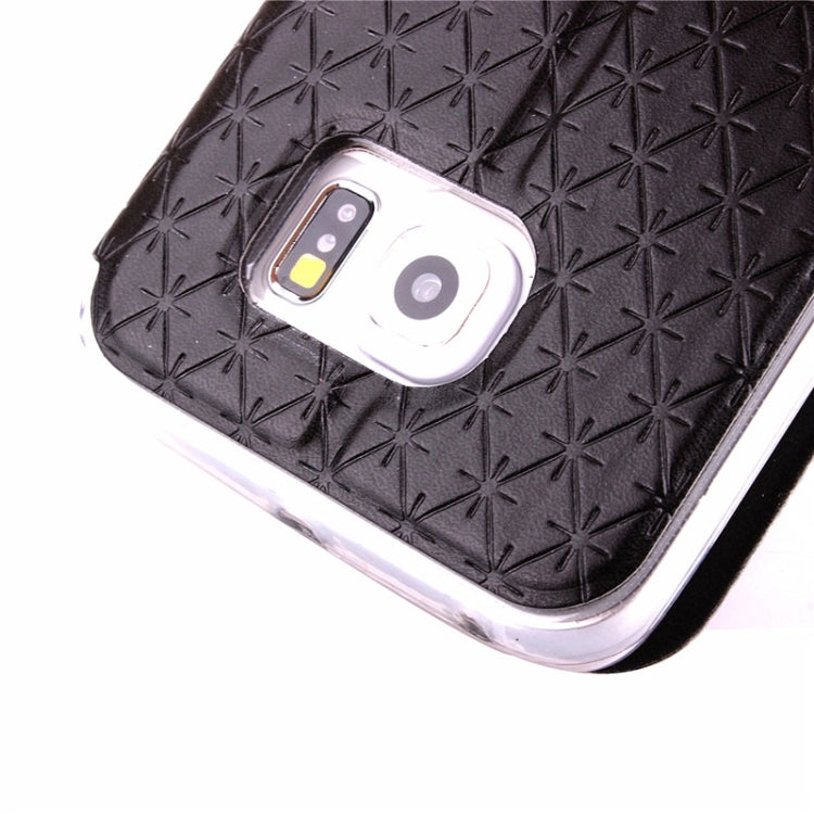 For Galaxy S6 Edge / G925 Diamond Texture Flip Leather Case with Card Slots & Holder & Caller ID Display Window