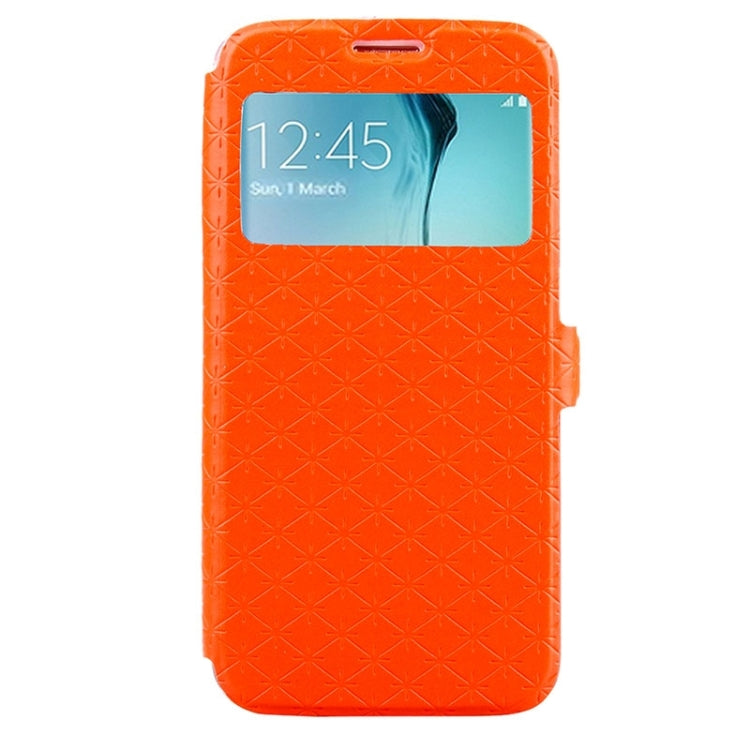 For Galaxy S6 Edge / G925 Diamond Texture Flip Leather Case with Card Slots & Holder & Caller ID Display Window