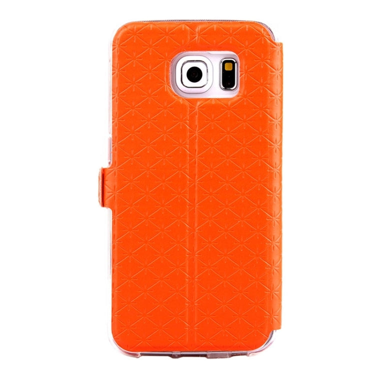 For Galaxy S6 Edge / G925 Diamond Texture Flip Leather Case with Card Slots & Holder & Caller ID Display Window