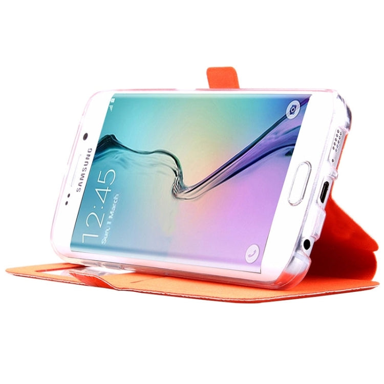 For Galaxy S6 Edge / G925 Diamond Texture Flip Leather Case with Card Slots & Holder & Caller ID Display Window