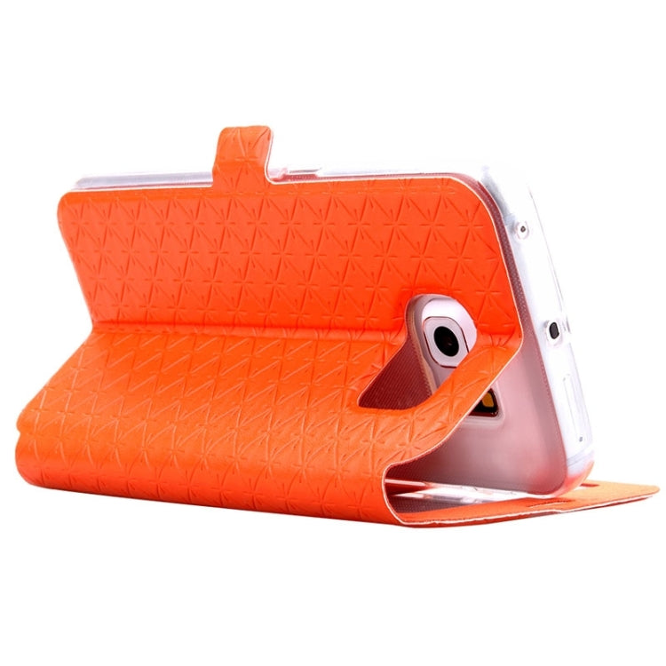 For Galaxy S6 Edge / G925 Diamond Texture Flip Leather Case with Card Slots & Holder & Caller ID Display Window