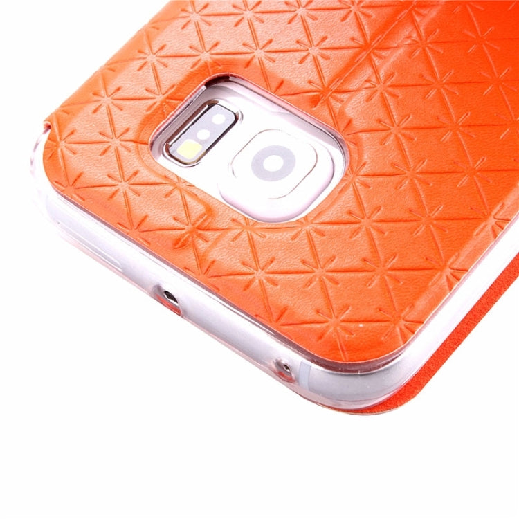 For Galaxy S6 Edge / G925 Diamond Texture Flip Leather Case with Card Slots & Holder & Caller ID Display Window