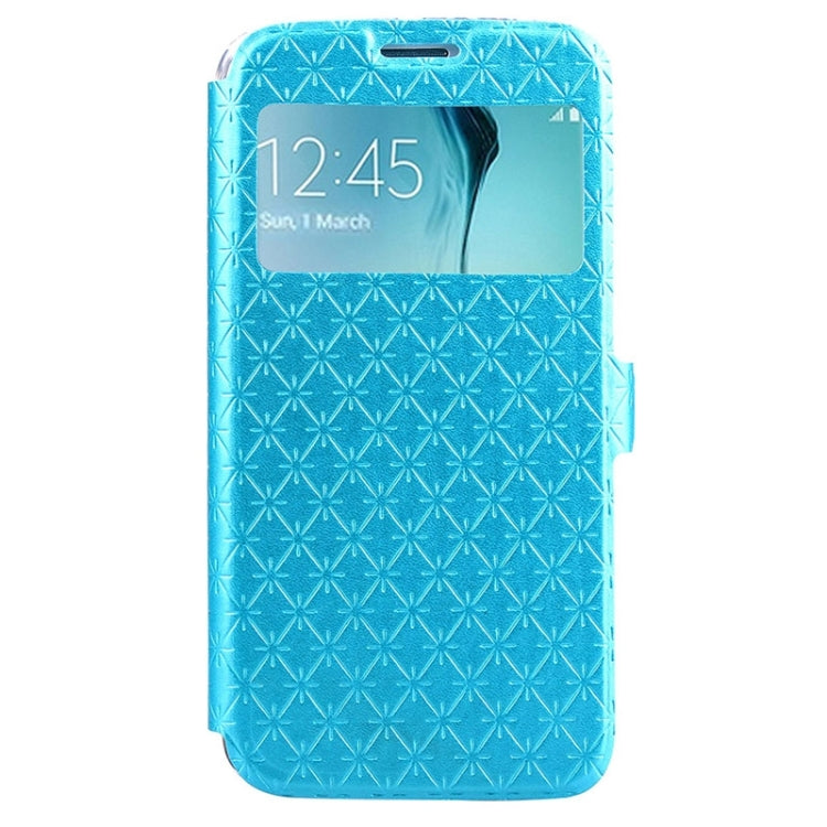For Galaxy S6 Edge / G925 Diamond Texture Flip Leather Case with Card Slots & Holder & Caller ID Display Window