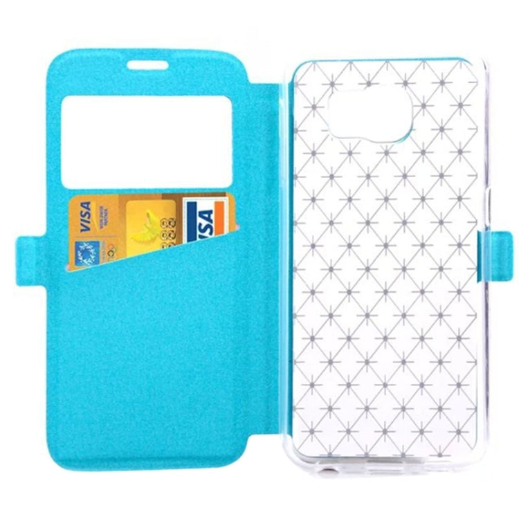 For Galaxy S6 Edge / G925 Diamond Texture Flip Leather Case with Card Slots & Holder & Caller ID Display Window