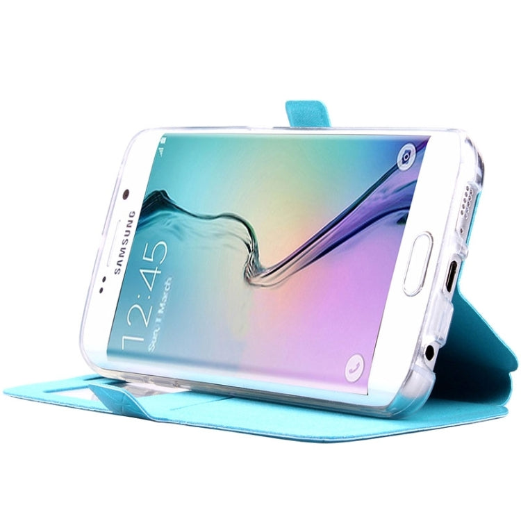 For Galaxy S6 Edge / G925 Diamond Texture Flip Leather Case with Card Slots & Holder & Caller ID Display Window