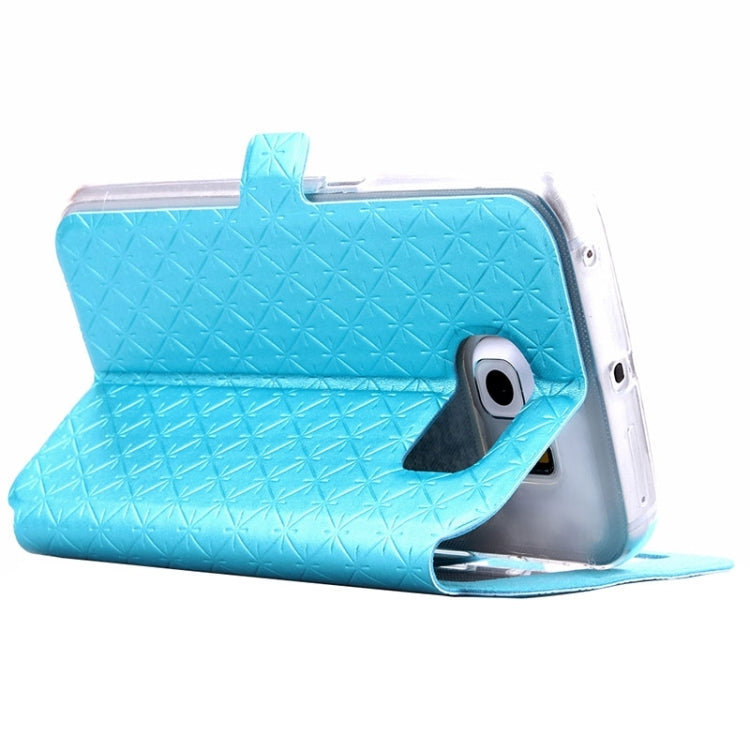 For Galaxy S6 Edge / G925 Diamond Texture Flip Leather Case with Card Slots & Holder & Caller ID Display Window