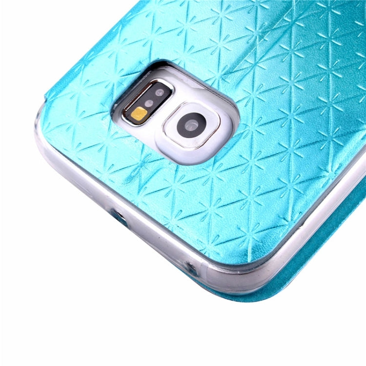 For Galaxy S6 Edge / G925 Diamond Texture Flip Leather Case with Card Slots & Holder & Caller ID Display Window