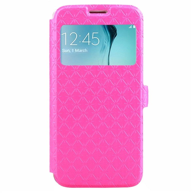 For Galaxy S6 Edge / G925 Diamond Texture Flip Leather Case with Card Slots & Holder & Caller ID Display Window