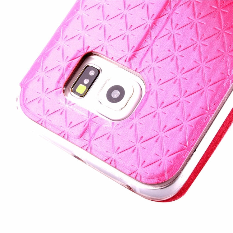 For Galaxy S6 Edge / G925 Diamond Texture Flip Leather Case with Card Slots & Holder & Caller ID Display Window