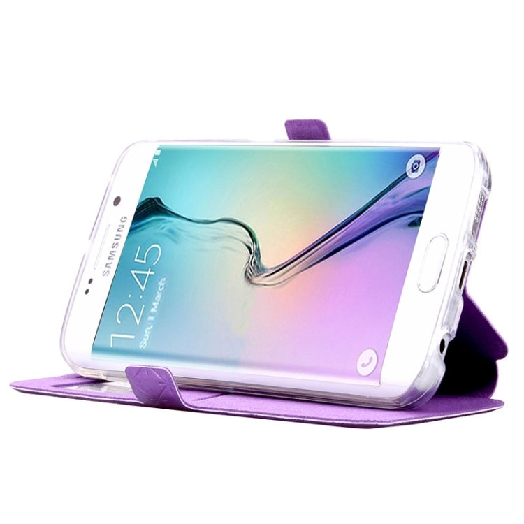 For Galaxy S6 Edge / G925 Diamond Texture Flip Leather Case with Card Slots & Holder & Caller ID Display Window