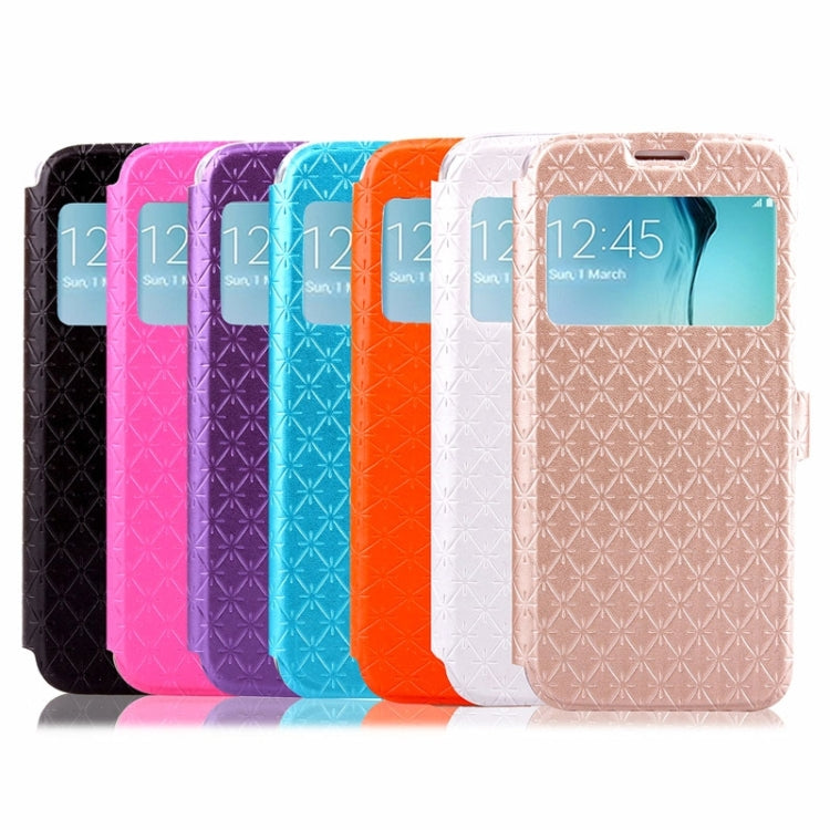 For Galaxy S6 Edge / G925 Diamond Texture Flip Leather Case with Card Slots & Holder & Caller ID Display Window