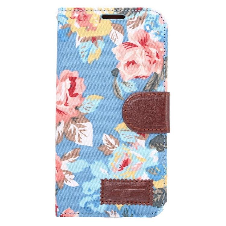 For Galaxy S6 Edge / G925 Floral Cloth Magnetic Snap Leather Case with Holder & Card Slots & Wallet