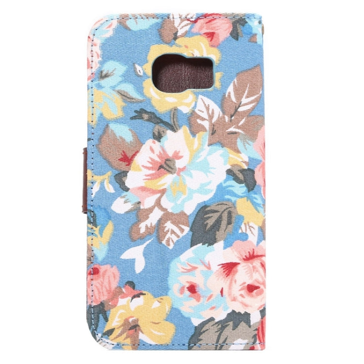 For Galaxy S6 Edge / G925 Floral Cloth Magnetic Snap Leather Case with Holder & Card Slots & Wallet