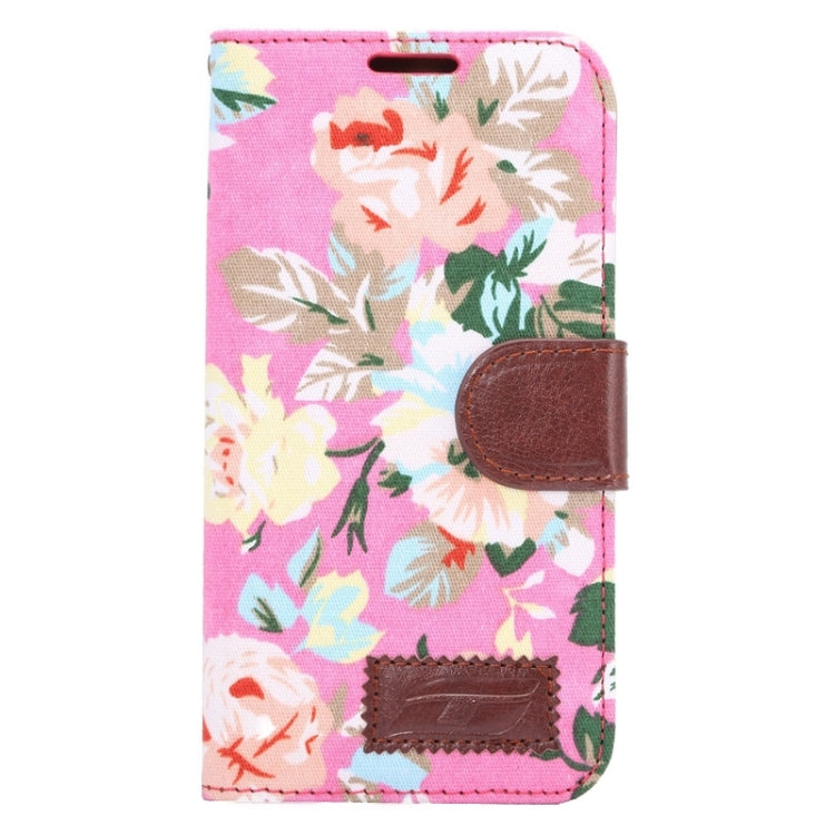 For Galaxy S6 Edge / G925 Floral Cloth Magnetic Snap Leather Case with Holder & Card Slots & Wallet