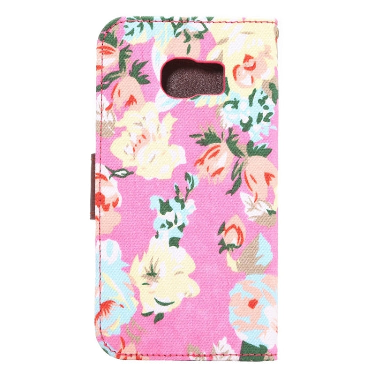 For Galaxy S6 Edge / G925 Floral Cloth Magnetic Snap Leather Case with Holder & Card Slots & Wallet
