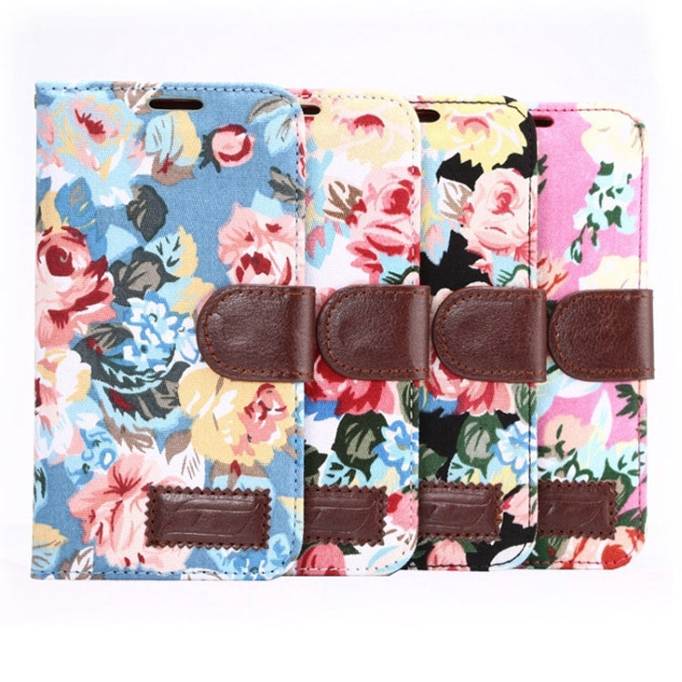 For Galaxy S6 Edge / G925 Floral Cloth Magnetic Snap Leather Case with Holder & Card Slots & Wallet