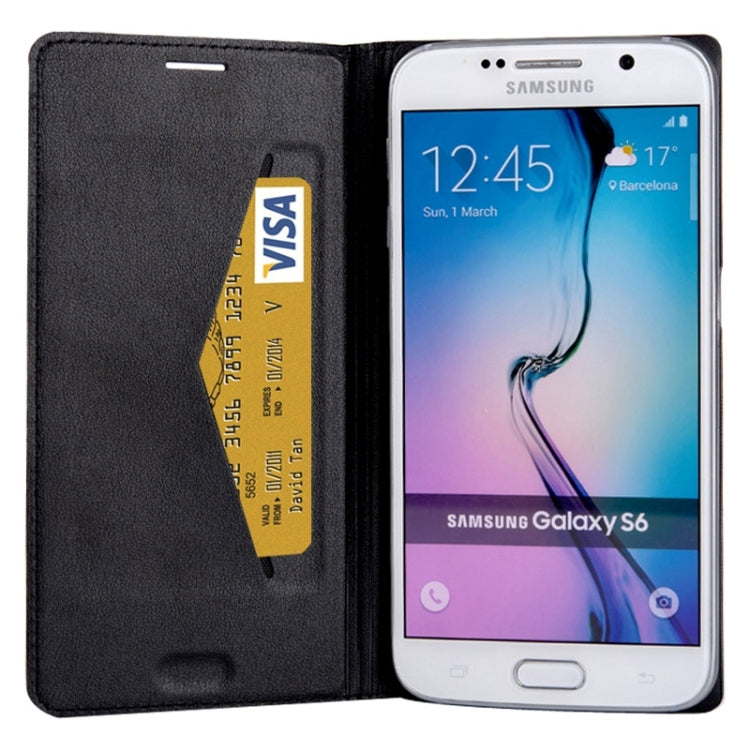 For Galaxy S6 Litchi Texture Horizontal Flip Leather Case with Card Slots