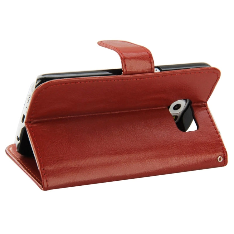 For Galaxy S6 / G920 Crazy Horse Texture Horizontal Flip Leather Case with Card Slots & Holder