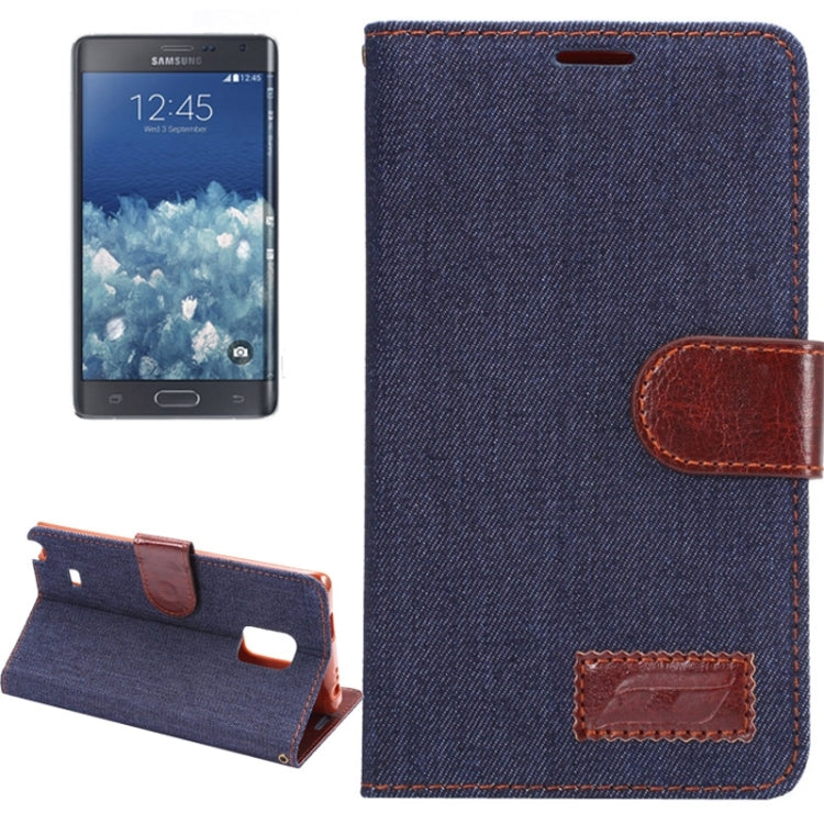 Denim Cloth Leather Case with Holder and Card Slots for Galaxy Note Edge / N915