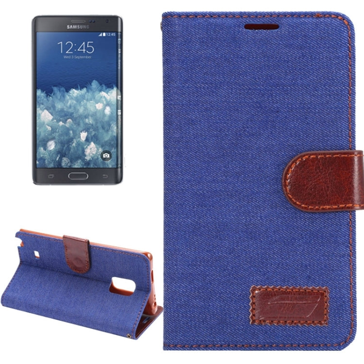 Denim Cloth Leather Case with Holder and Card Slots for Galaxy Note Edge / N915