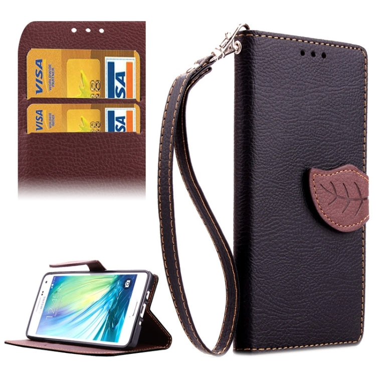 Leaf Magnetic Snap Litchi Texture Horizontal Flip Leather Case with Card Slots & Wallet & Holder & Lanyard for Galaxy A3 / A300