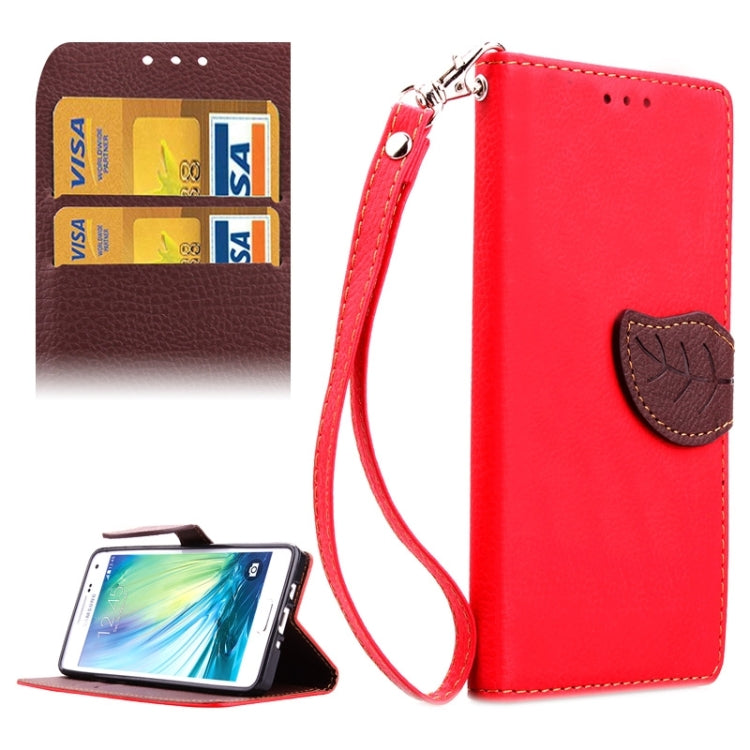 Leaf Magnetic Snap Litchi Texture Horizontal Flip Leather Case with Card Slots & Wallet & Holder & Lanyard for Galaxy A3 / A300