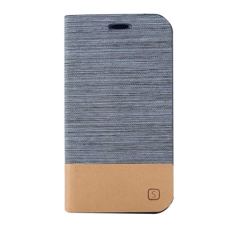 Horizontal Flip Canvas Leather Case with Card Slot & Holder for Galaxy J1