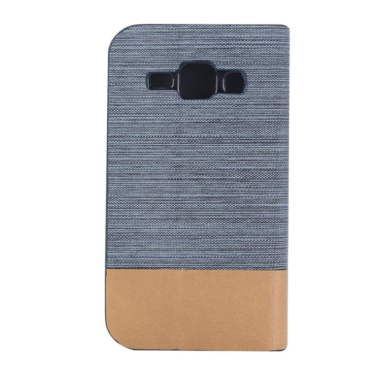 Horizontal Flip Canvas Leather Case with Card Slot & Holder for Galaxy J1