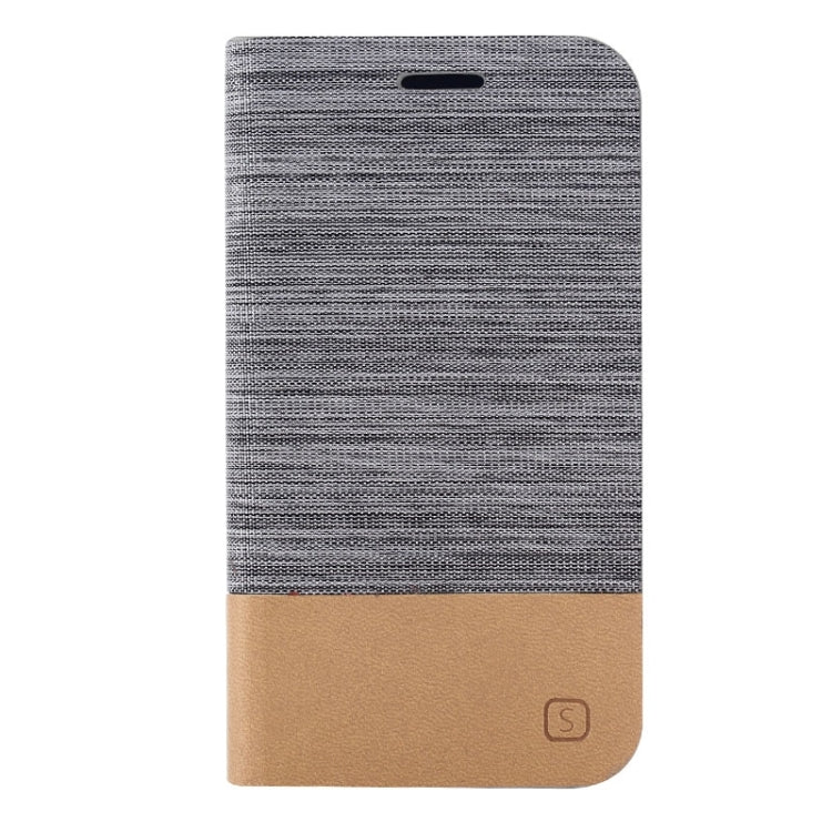 Horizontal Flip Canvas Leather Case with Card Slot & Holder for Galaxy J1