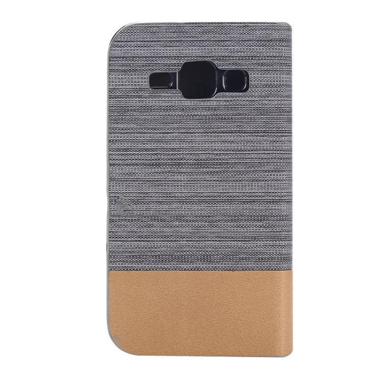 Horizontal Flip Canvas Leather Case with Card Slot & Holder for Galaxy J1