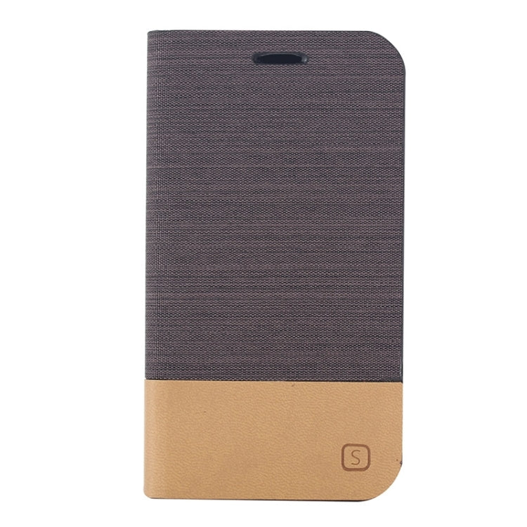 Horizontal Flip Canvas Leather Case with Card Slot & Holder for Galaxy J1