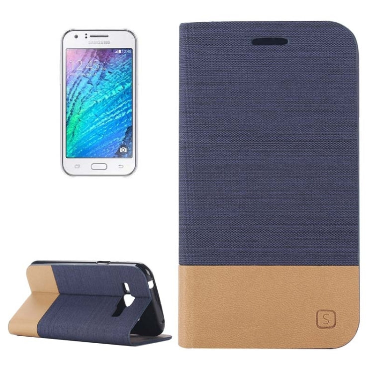 Horizontal Flip Canvas Leather Case with Card Slot & Holder for Galaxy J1