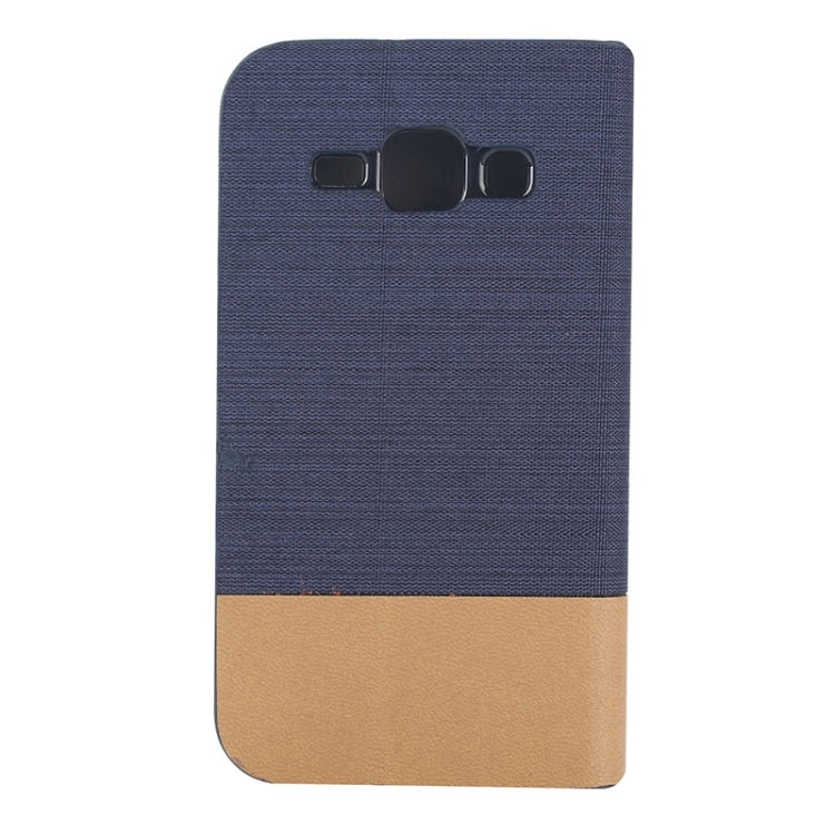 Horizontal Flip Canvas Leather Case with Card Slot & Holder for Galaxy J1