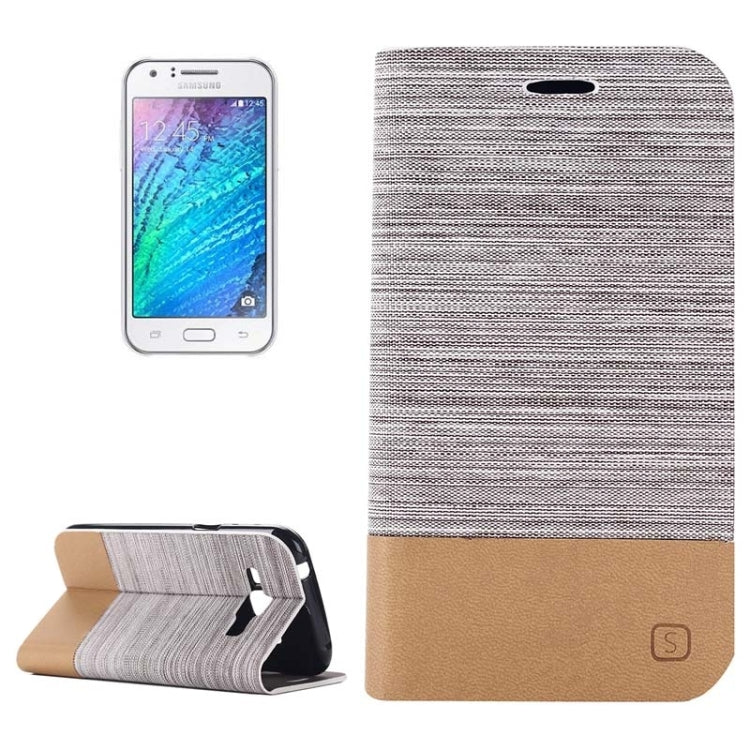 Horizontal Flip Canvas Leather Case with Card Slot & Holder for Galaxy J1