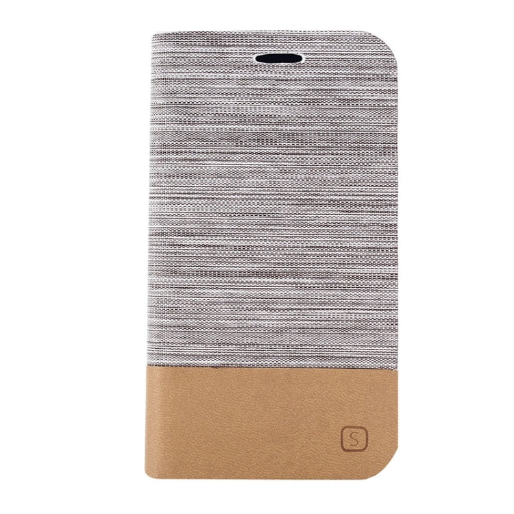 Horizontal Flip Canvas Leather Case with Card Slot & Holder for Galaxy J1
