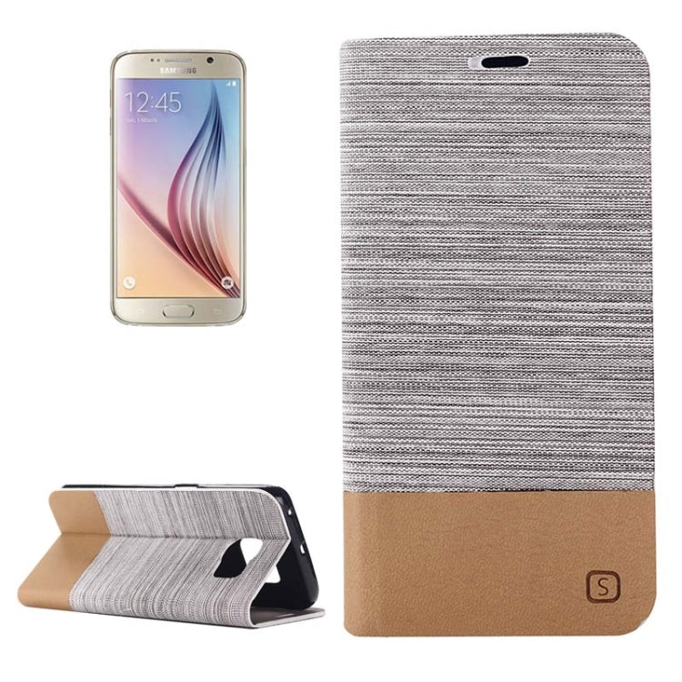 For Galaxy S6 Horizontal Flip Canvas Leather Case with Card Slot & Holder (Gray)