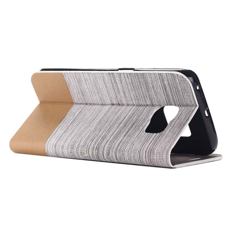 For Galaxy S6 Horizontal Flip Canvas Leather Case with Card Slot & Holder (Gray)